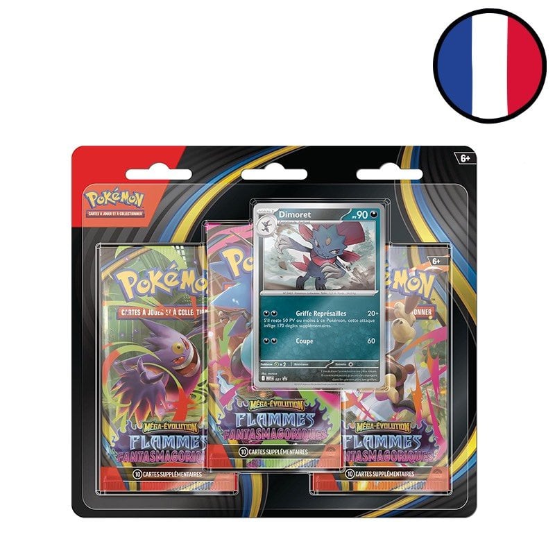 Tripack Pokémon – Méga-Évolution : Flammes Fantasmagoriques (Farfuret / Dimoret) – ME02 – Français